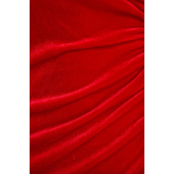 $235 Norma Kamali One-Shoulder Cutout Velvet Maxi Dress Red Tango Medium NWT - Picture 6 of 9